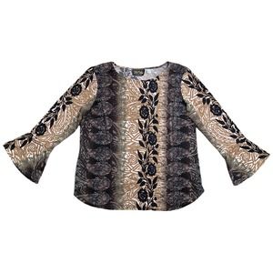 Vintage 90s Bob Mackie Floral Bell Sleeve Blouse M Grunge Indie Rocker